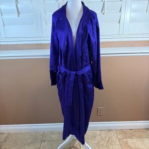 Vintage Victorias Secret Gold Label Purple Robe 80s Boudoir Glam Regencycore M
